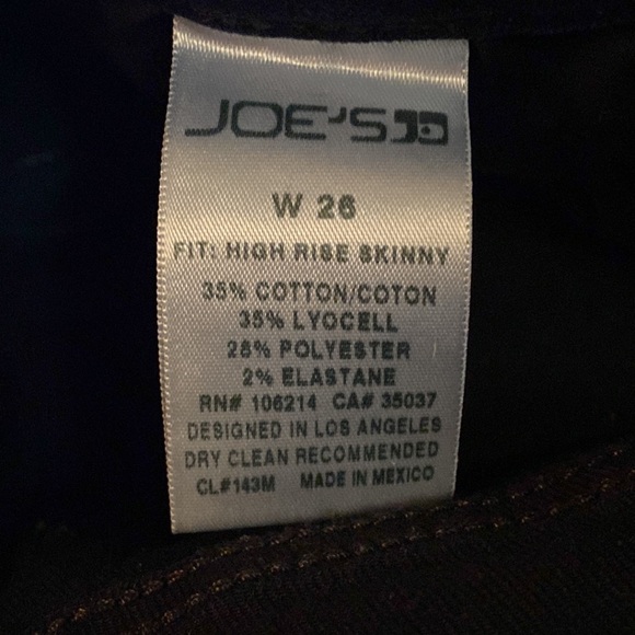 Joe's Jeans Isadora Dark Indigo Blue Wash High Rise Skinny Jeans Size 26 VGC - Picture 9 of 9
